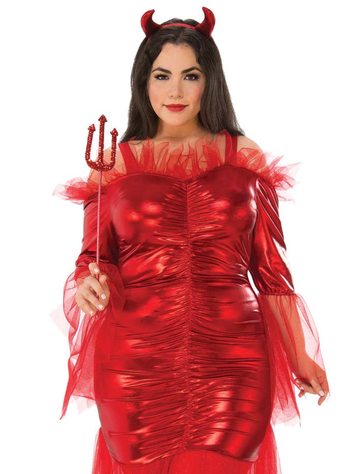 Women's Red Devil Halloween Fancy Dress Costume Image - Close Image 1