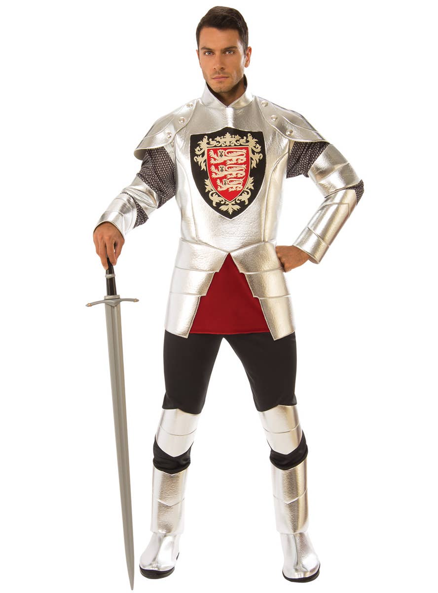 Medieval Knight in Shining Silver Armour Men's Costume