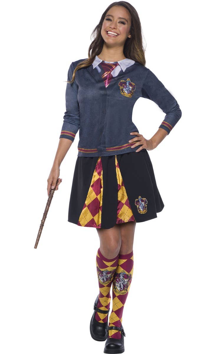 Women's Grey Harry Potter Gryffindor Long Sleeve Costume Shirt Top Main Image