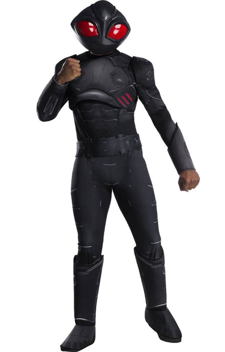 Men's DC Comics Rubie's Black Manta Villain Superhero Black Fancy Dress Costume - Main Image