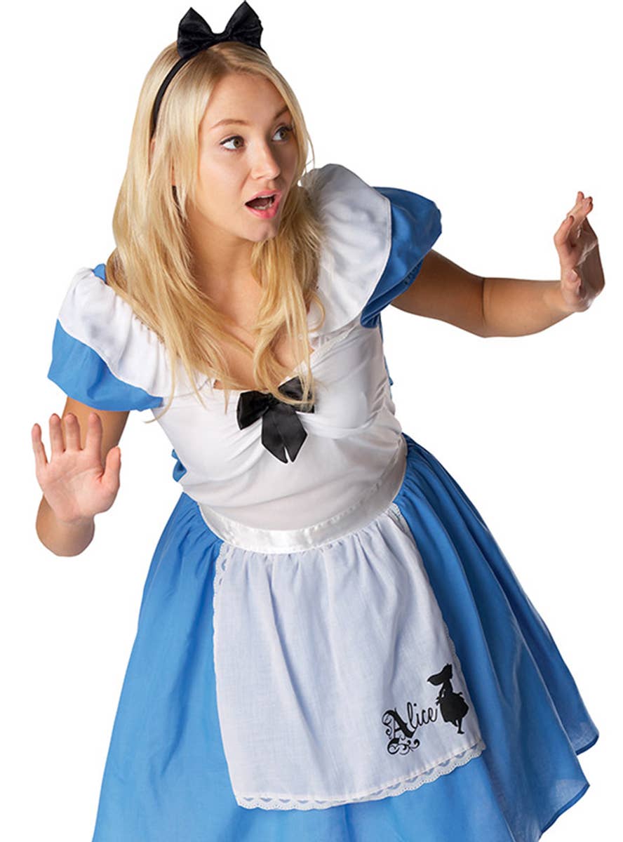 Womens Classic Alice in Wonderland Fancy Dress Costume - Close Image