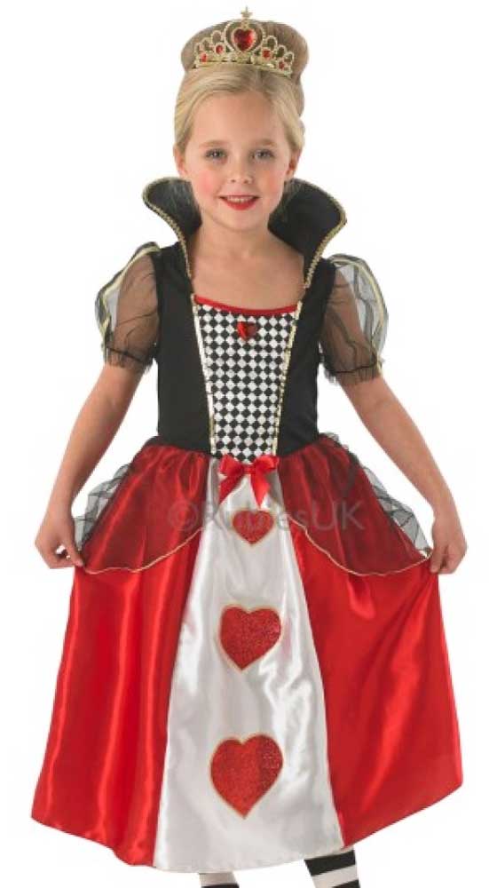 Girl's Red Queen of Hearts Costume Close Up View