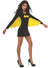 Sexy Black Batgirl Women's Long Sleeve Tube Dress Superhero Fancy Dress Costume With Yellow Satin Winged Cape Main Image