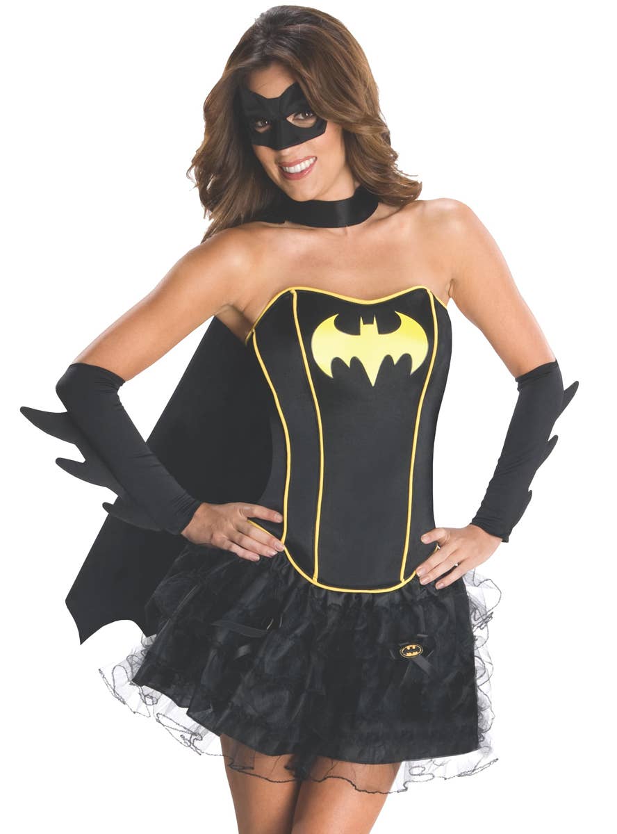 Officially Licensed Sexy Black Women's Batgirl Superhero Fancy Dress Costume Close Image