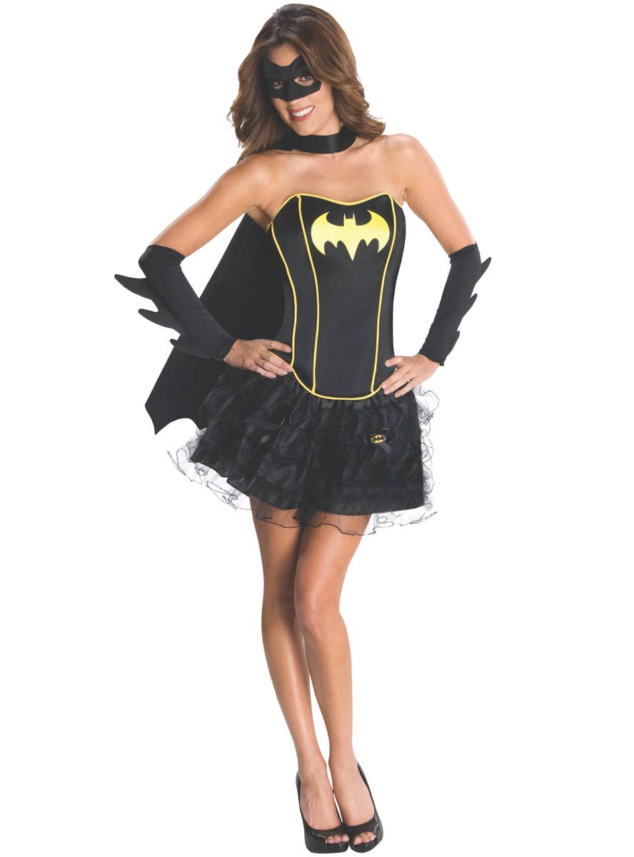 Officially Licensed Sexy Black Women's Batgirl Superhero Fancy Dress Costume Main Image