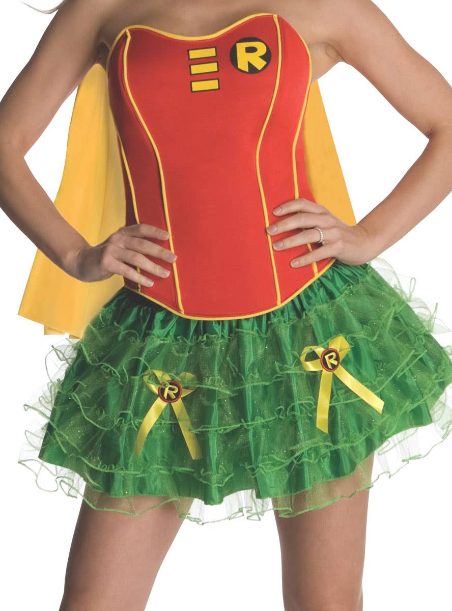 DC Robin Sexy Women's Superhero Fancy Dress Costume Close Up Image