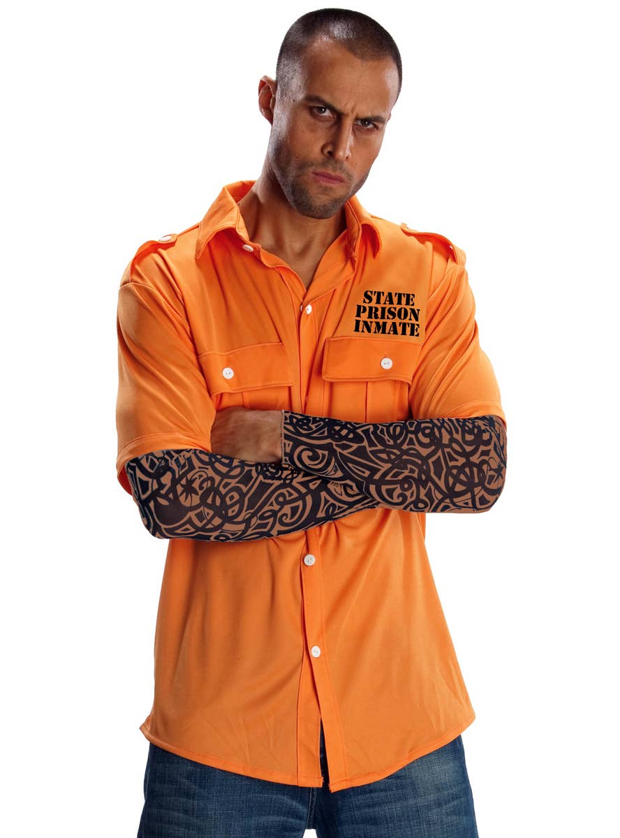 Orange Prisoner Uniform Costume for Men - Close Image