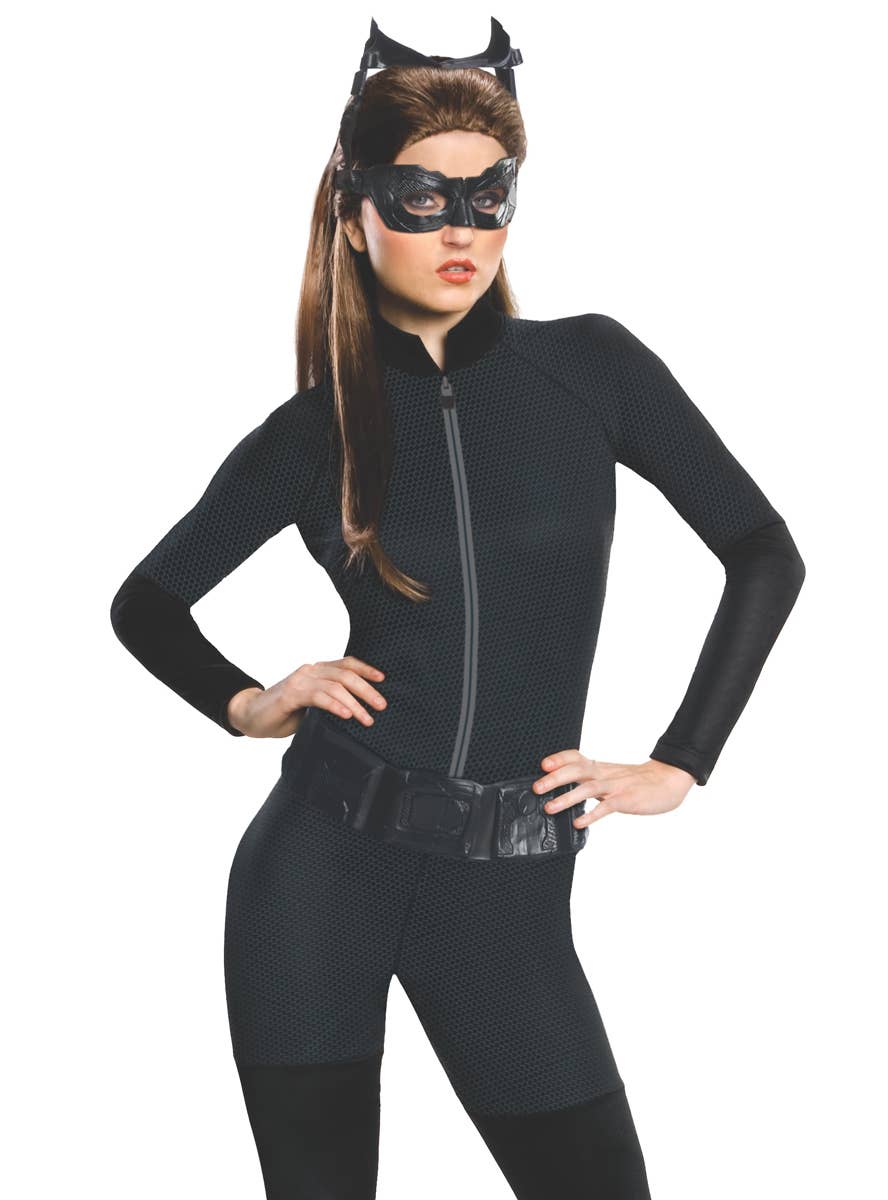 Catwoman Jumpsuit Women's Dark Knight Fancy Dress Costume - Close Image