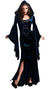 Dark Blue Velvet Gothic Sorceress Women's Witch Halloween Costume - Main Image