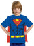 Boy's Superman Costume T-Shirt With Attached Cape Fancy Dress Book Week Costume