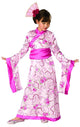 Girls Japanese Pink Geisha Kimono Fancy Dress Costume