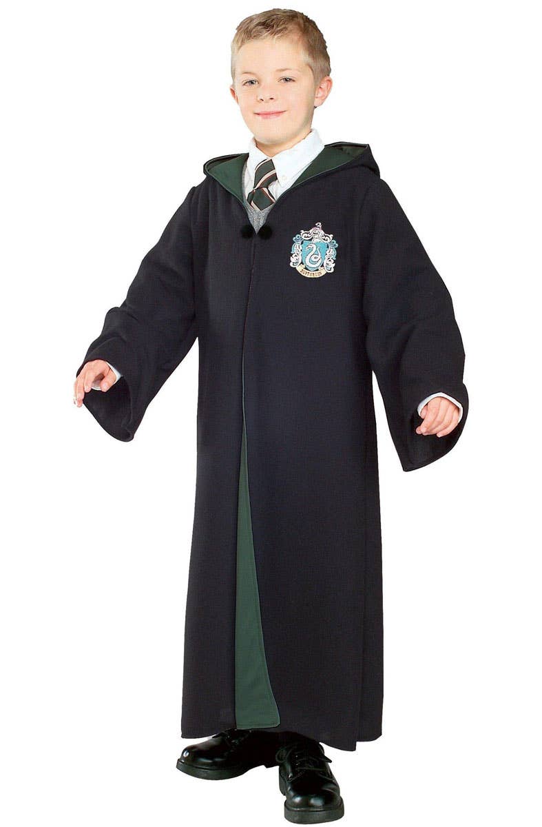 Deluxe Black and Green Slytherin Kid's Harry Potter Hogwarts Costume Robe