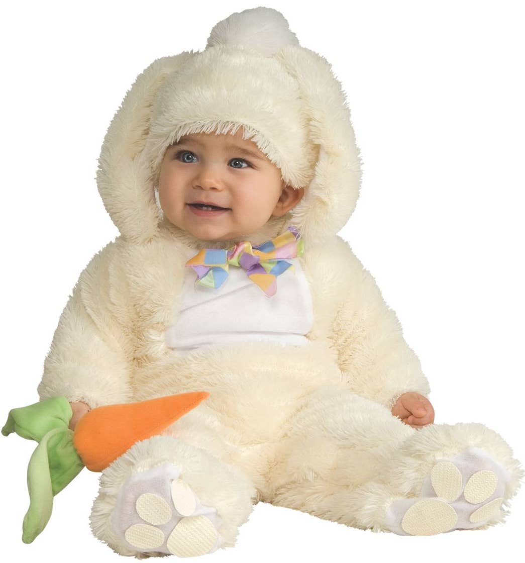 Cute Plush White Baby Easter Bunny Infant Costume Close Up Image