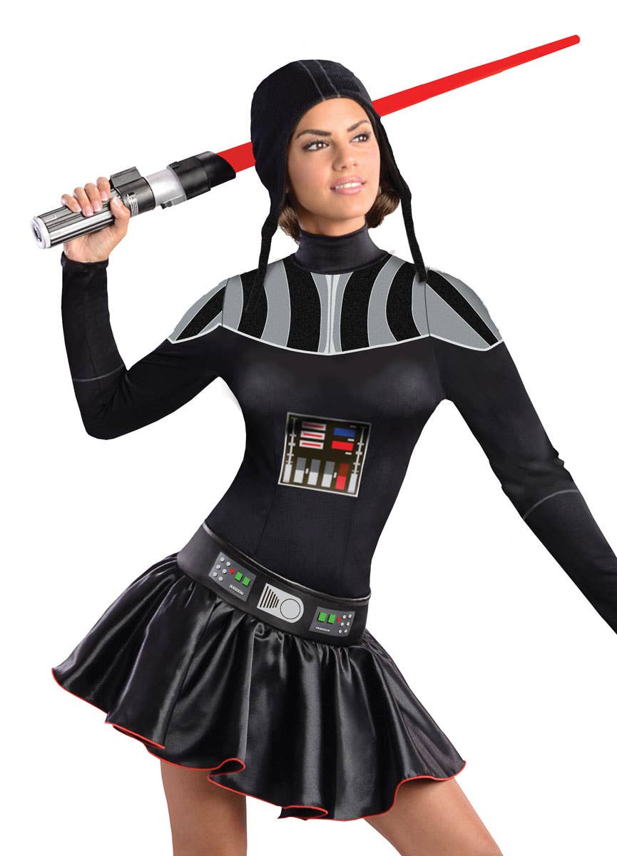 Women's Short Darth Vader Sexy Star Wars Costume Close Image