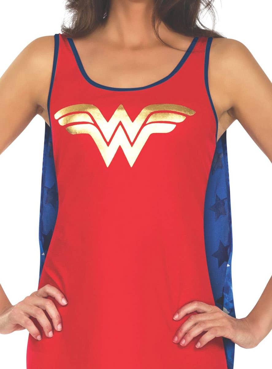 Wonder Woman Superhero Basic Tank Costume Dress Close Up Image