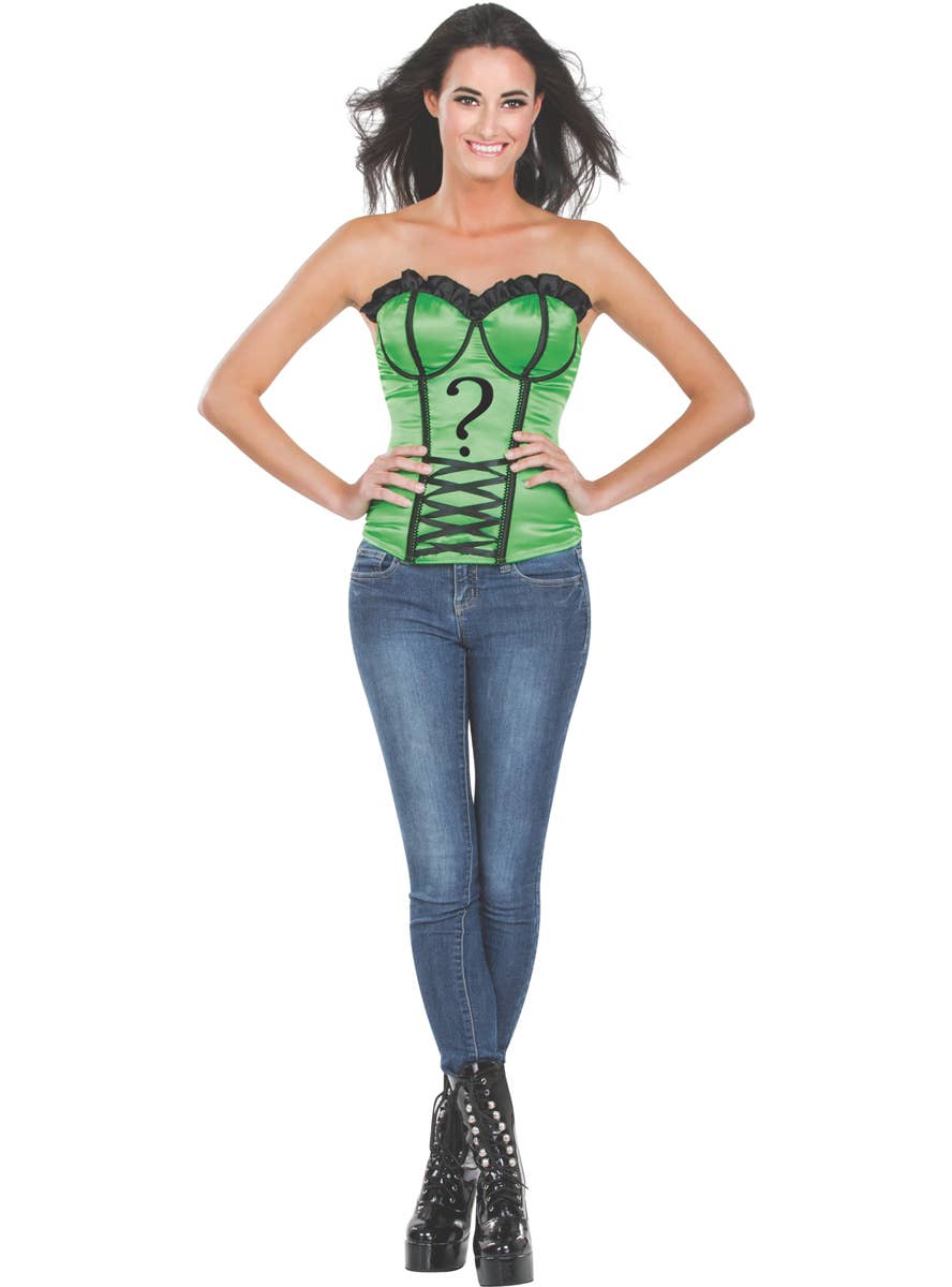 Women's Sexy Green The Riddler DC Comics Costume Corset Main Iamge