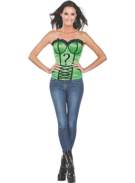 Women's Sexy Green The Riddler DC Comics Costume Corset Main Iamge