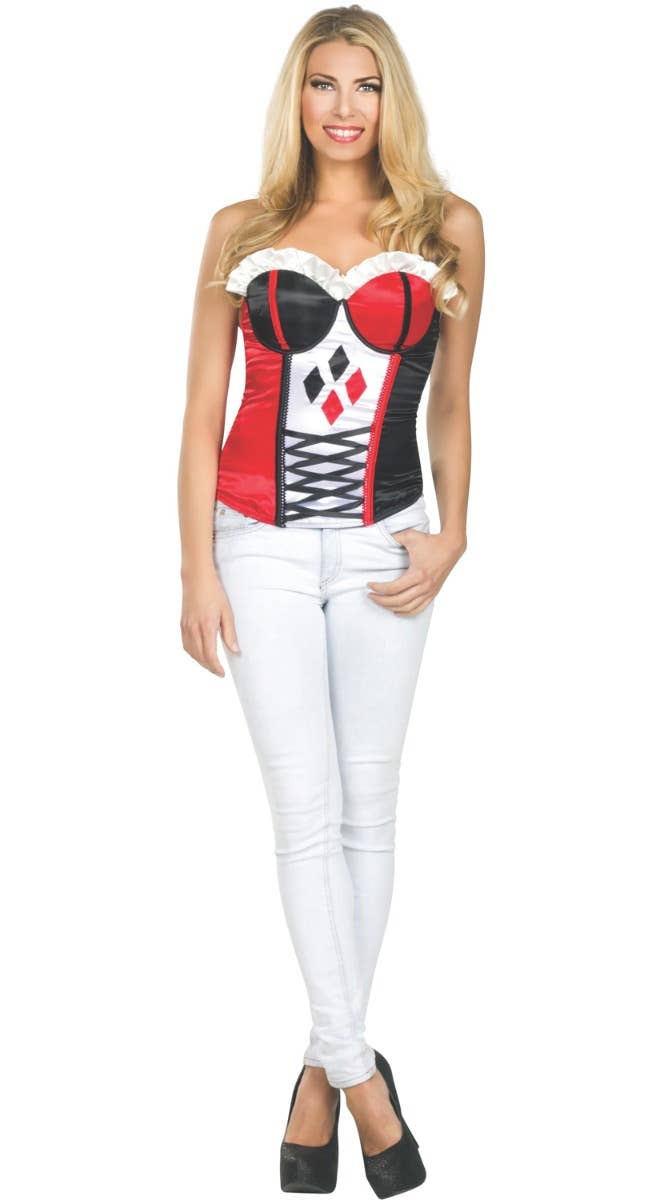 DC Comics Super Villains Harley Quinn Womens Costume Corset - Main Image