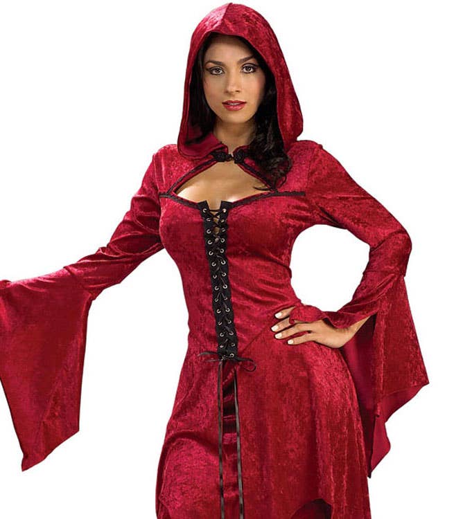 Crushed Red Velvet Women's Vampire Halloween Costume - Alternative Image