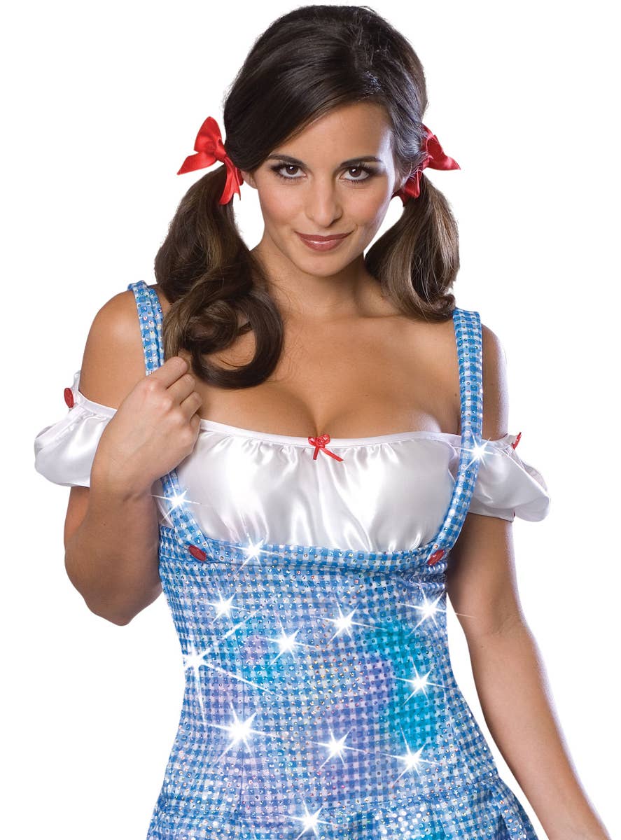 Women's Sparkling Secret Wishes Dorothy Wizard of Oz Fancy Dress Costume Close up image