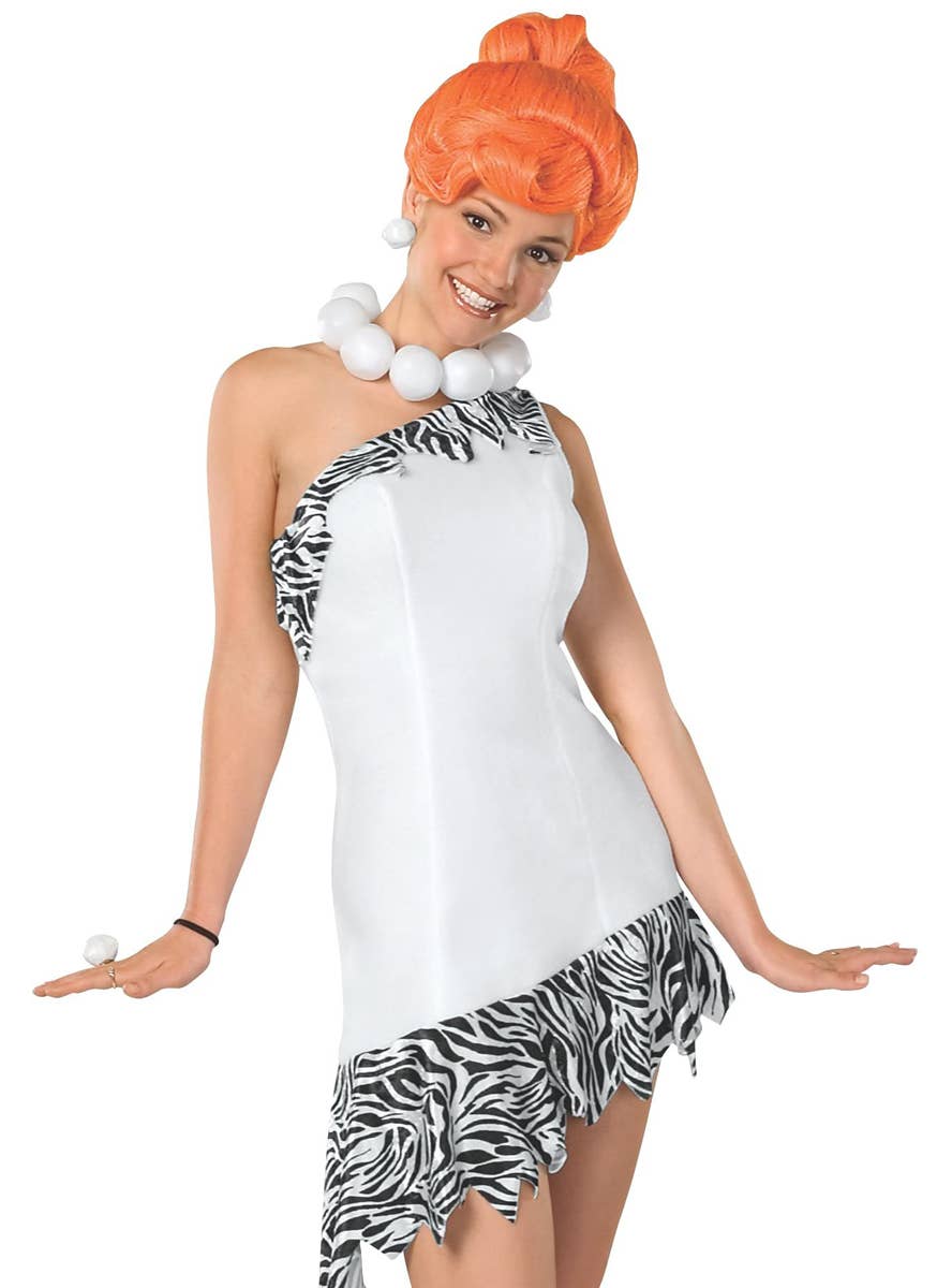 Licensed Women's The Flintstones Wilma Flintstone Fancy Dress Costume - Close Up  Image