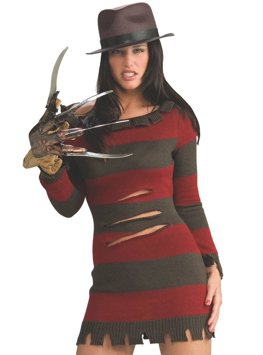 Miss Krueger Women's Movie Character Halloween Costume  Fancy Dress Close Up Image