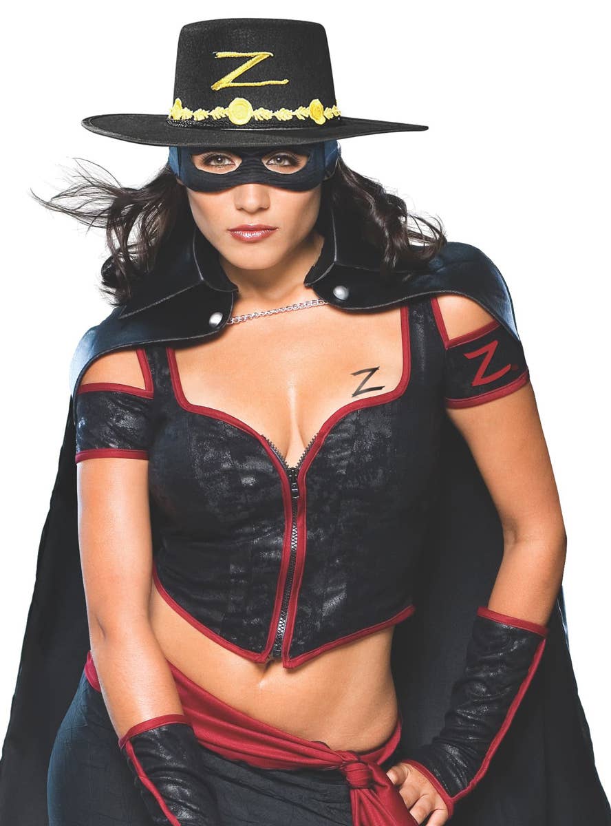 Lady Zorro Sexy Womens Movie Character Fancy Dress Costume - Close Up Image