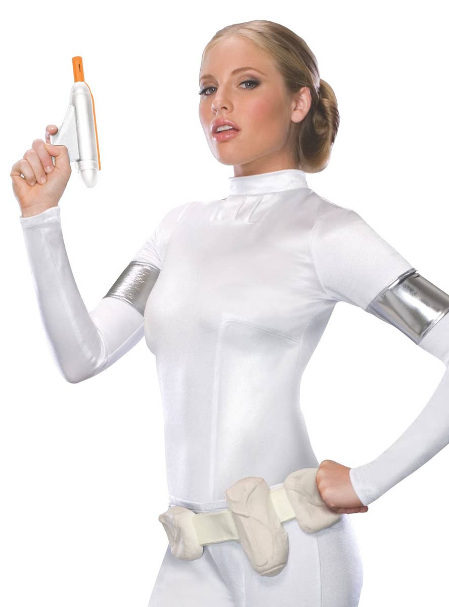 Ppadme Amidala Sexy White Jumpsuit Womens Star Wars Fancy Dress Costume - Top Image