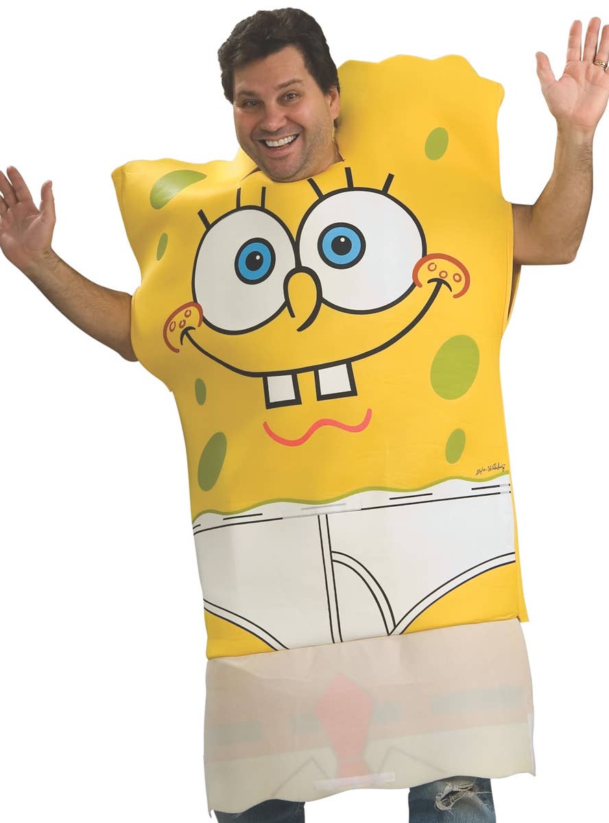 Men's Funny Spongebob Squarepants Fancy Dress Costume Close Up Image