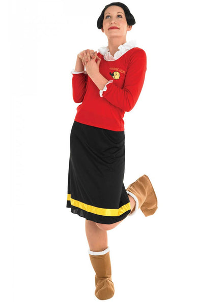 Women's Popeye Olive Oyl Fancy Dress Costume Close Up Image