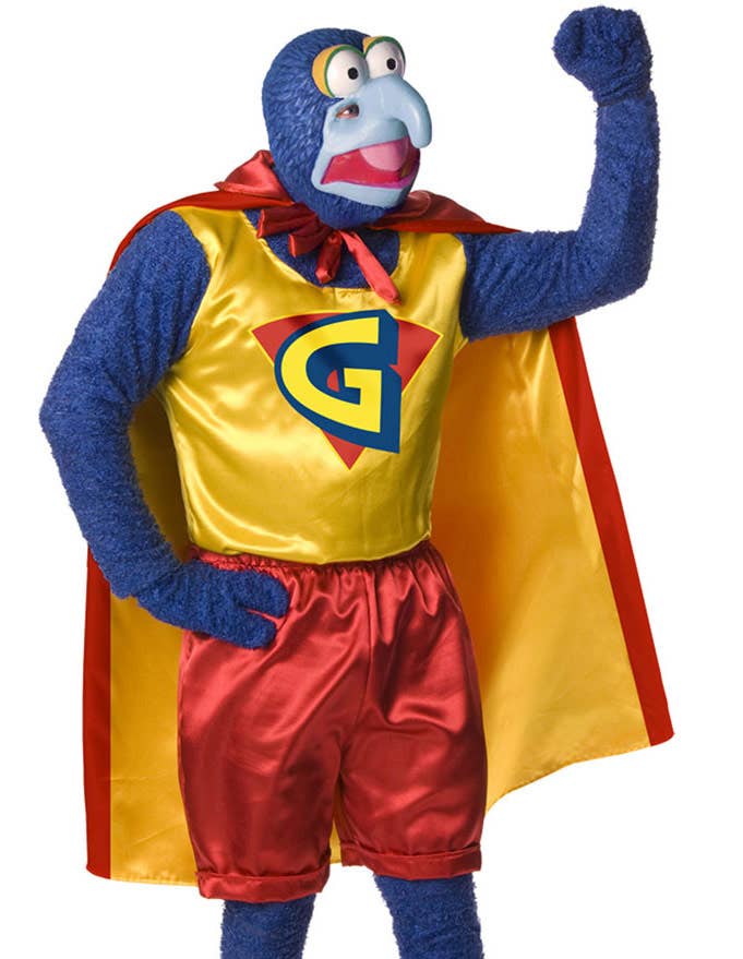 Superhero Men's The Great Gonzo Officially Licensed The Muppets Costume - Close Up Image