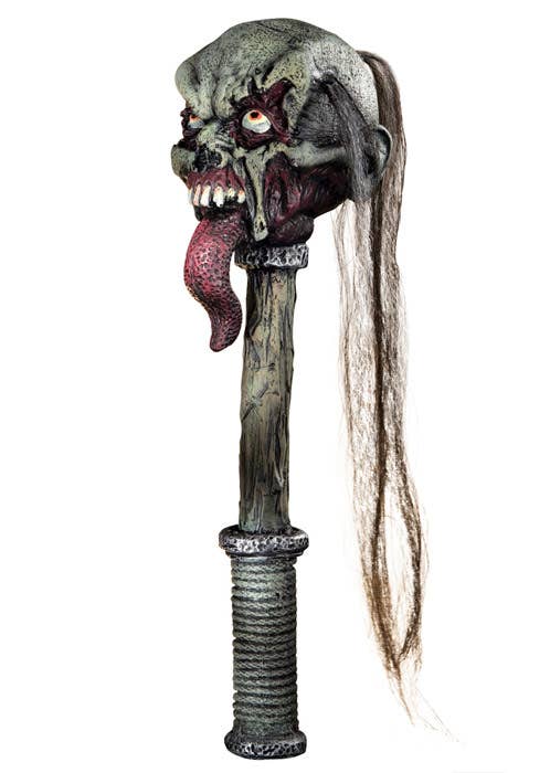 Silver Zombie Skull Staff Halloween Prop