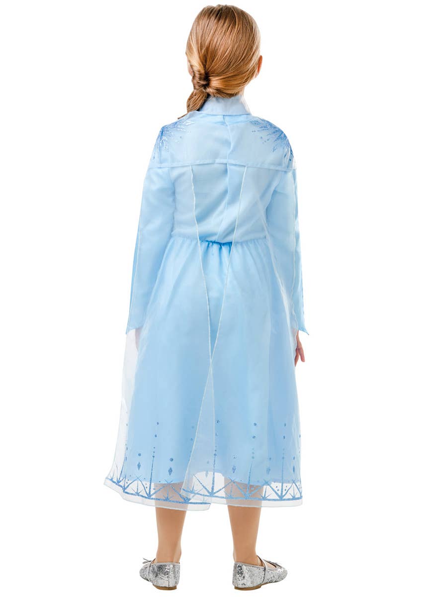 Girls New Frozen 2 Licensed Elsa Fancy Dress Costume Back Image