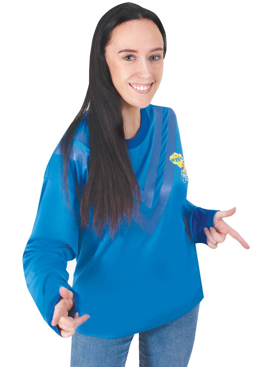 Adult's Long Sleeve Blue Wiggle Shirt - Alternate Image