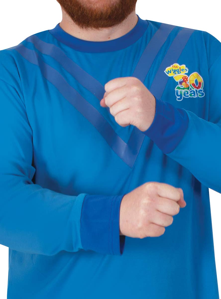 Adult's Long Sleeve Blue Wiggle Shirt - Close Image