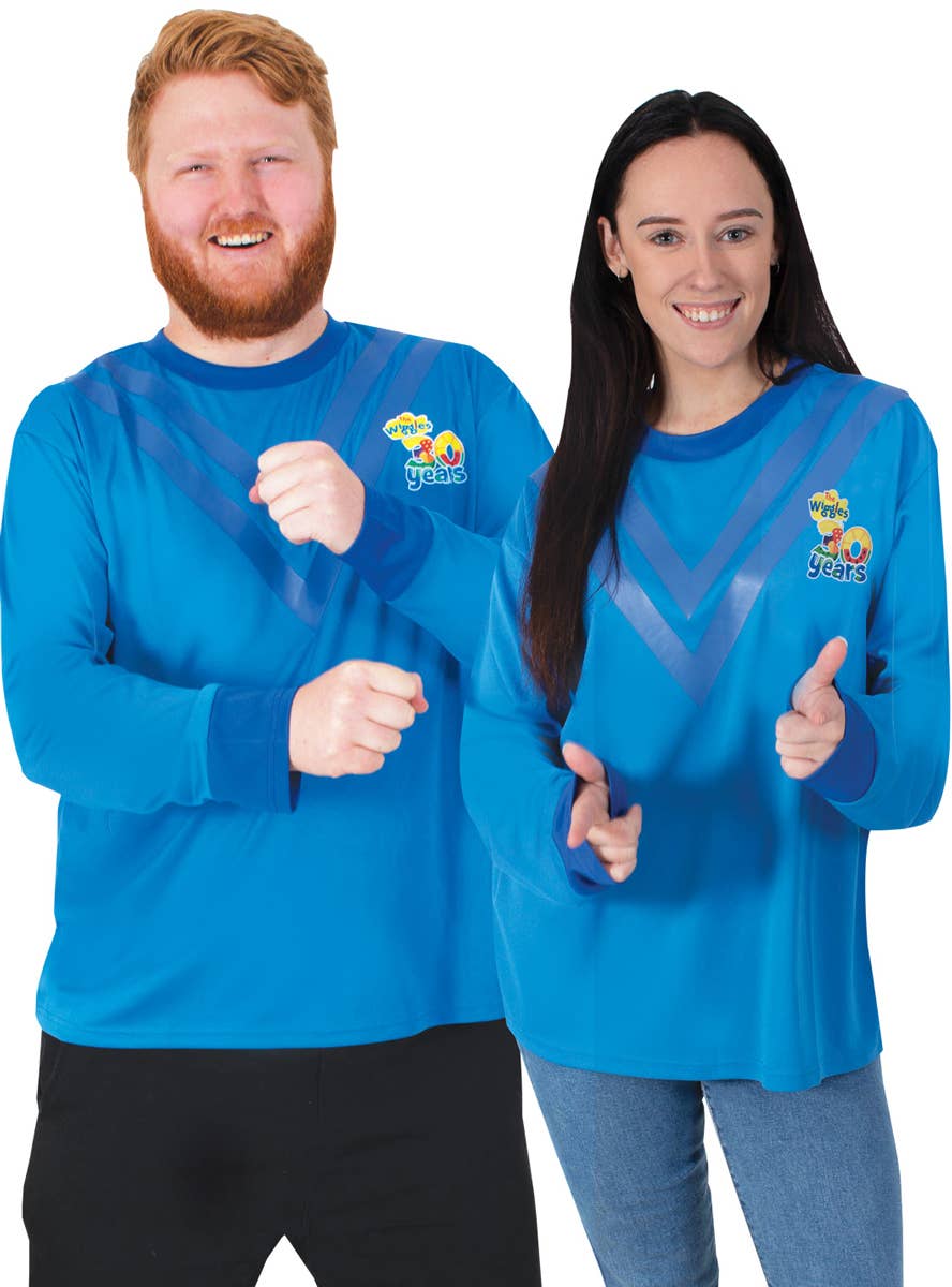 Adult's Long Sleeve Blue Wiggle Shirt - Main Image