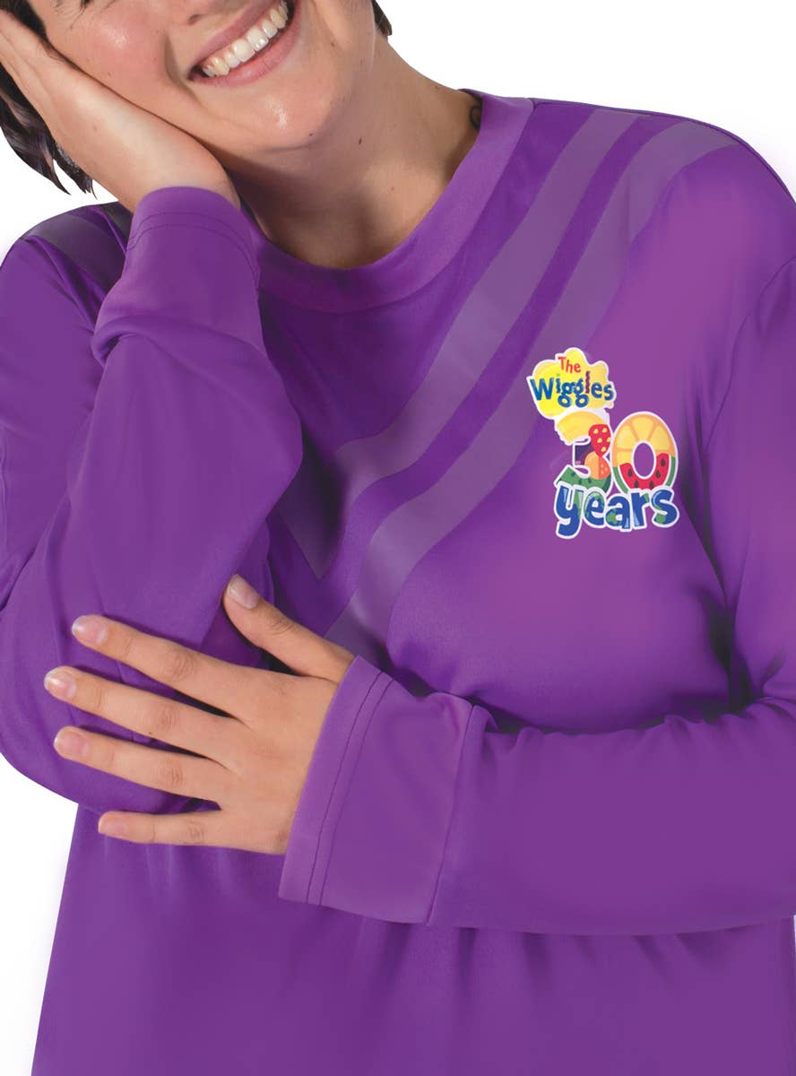 Adult's Long Sleeve Purple Wiggle Shirt - Close Image