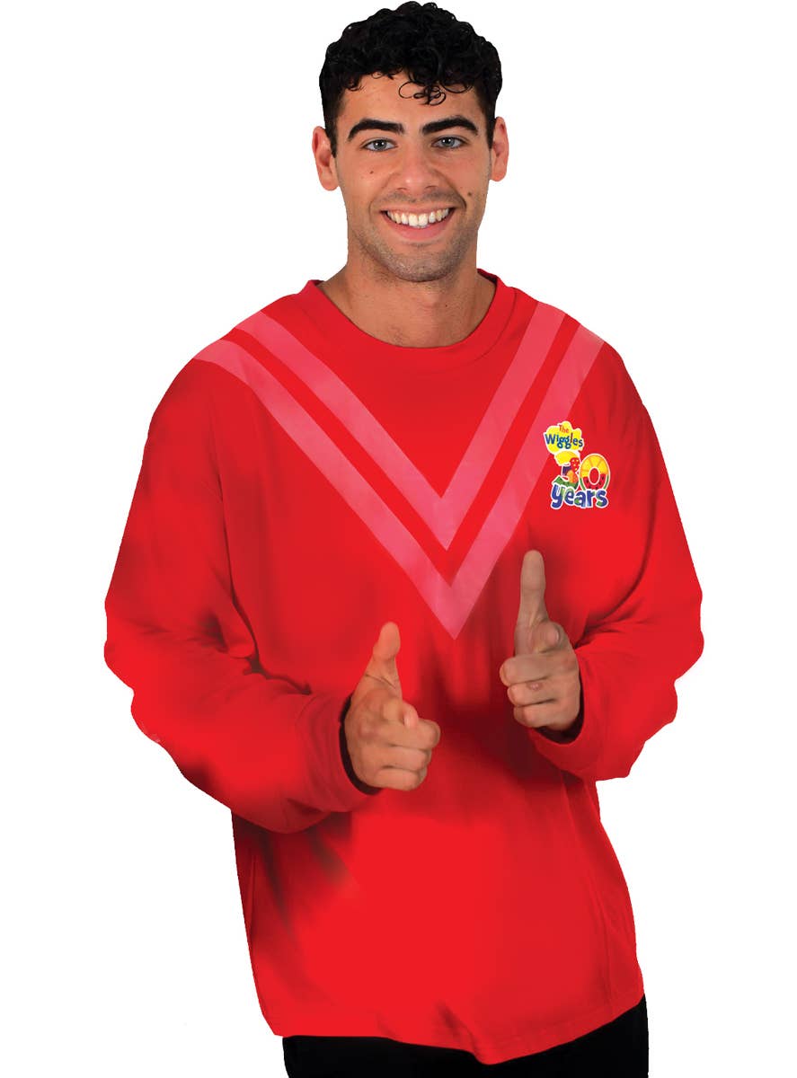 Adult's Long Sleeve Red Wiggle Shirt - Alternate Image