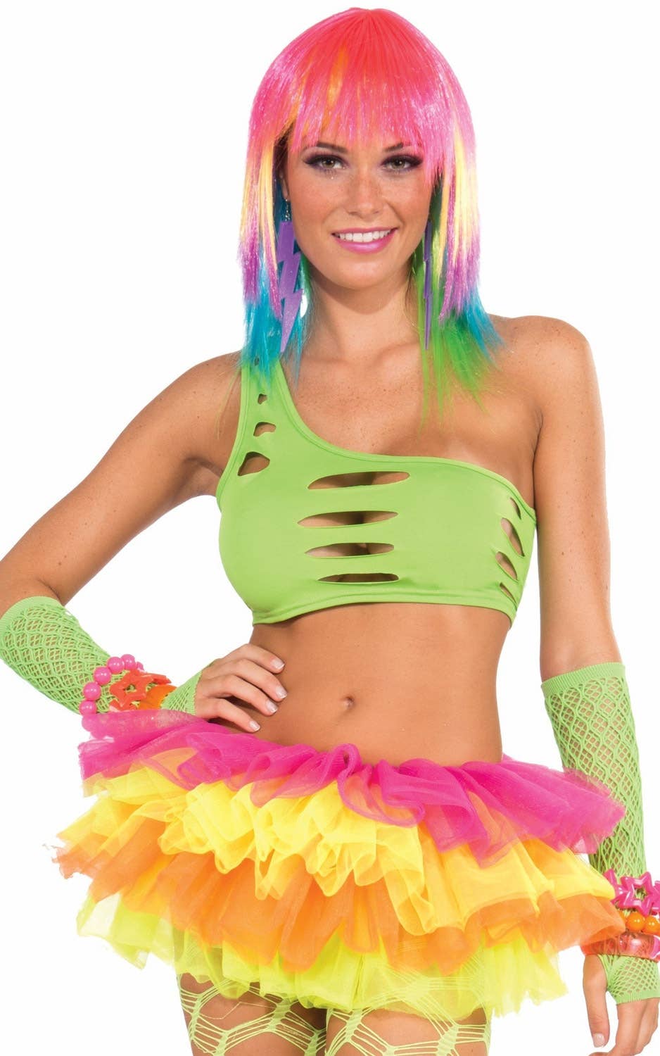 Neon Green Women's Cut Out Bra Top Rave Wear View 2