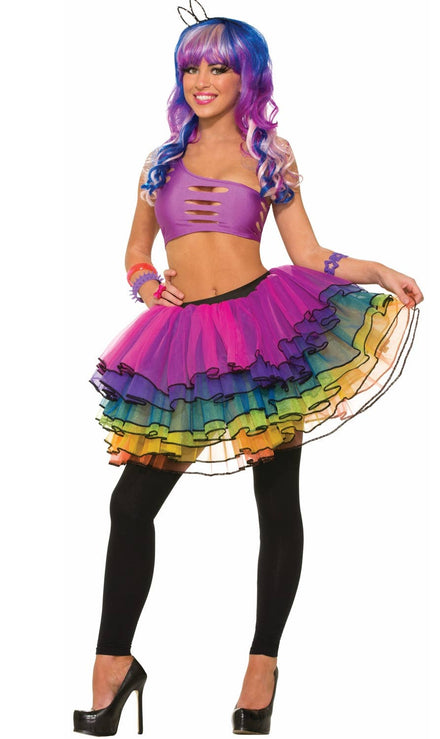 Forum Novelties Womens Rainbow Sparkly 1980's Costume Tutu view 1