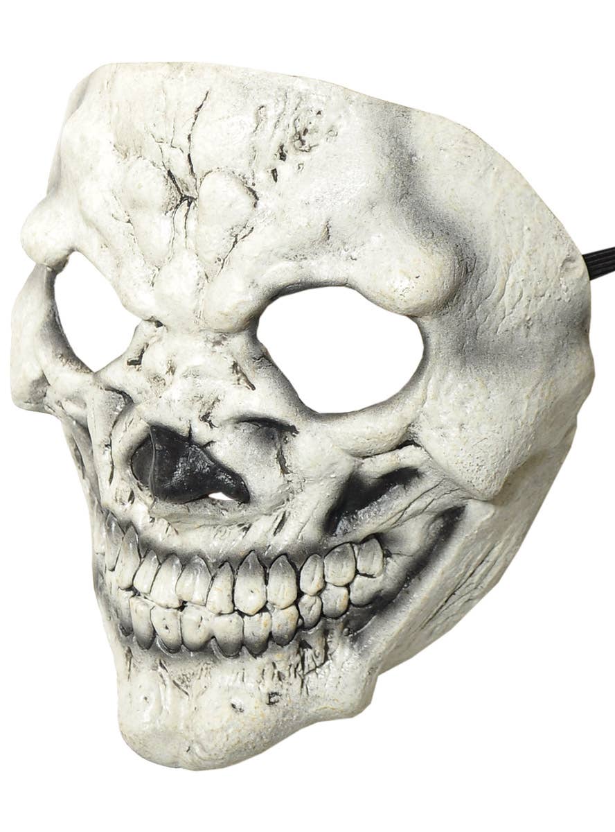 Image of Smiling Creepy Skull Latex Halloween Mask - Side Image