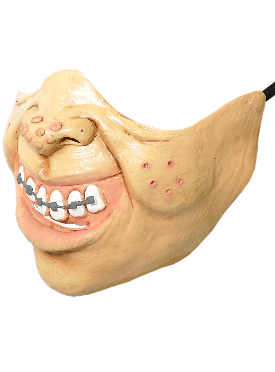 Image of Nerd with Braces Half Face Latex Halloween Mask - Side Image