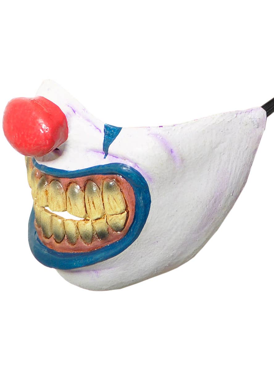 Image of Scary Big Mouth Clown Half Face Latex Mask - Side Image