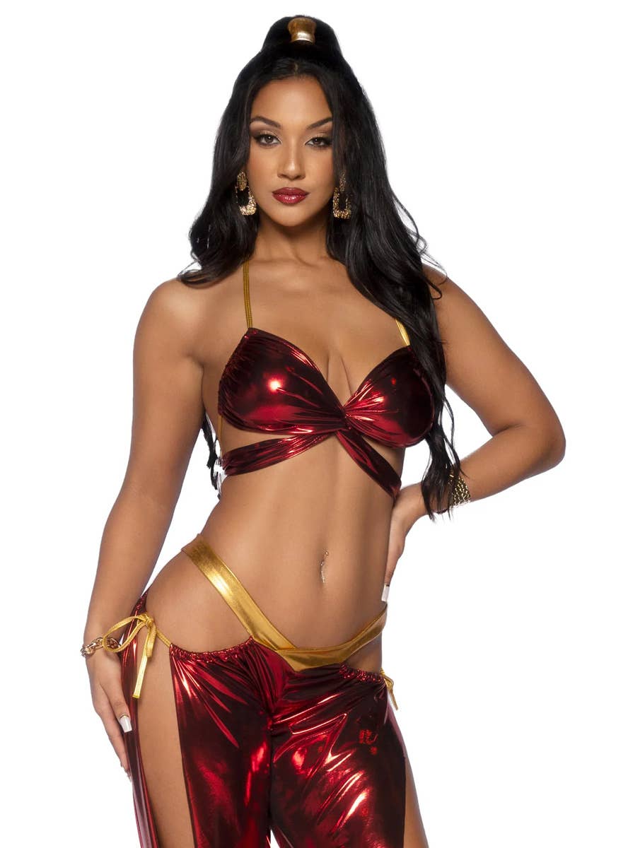 Image of Ruby Desert Princess Women's Sexy Red Jasmine Costume - Close Front View