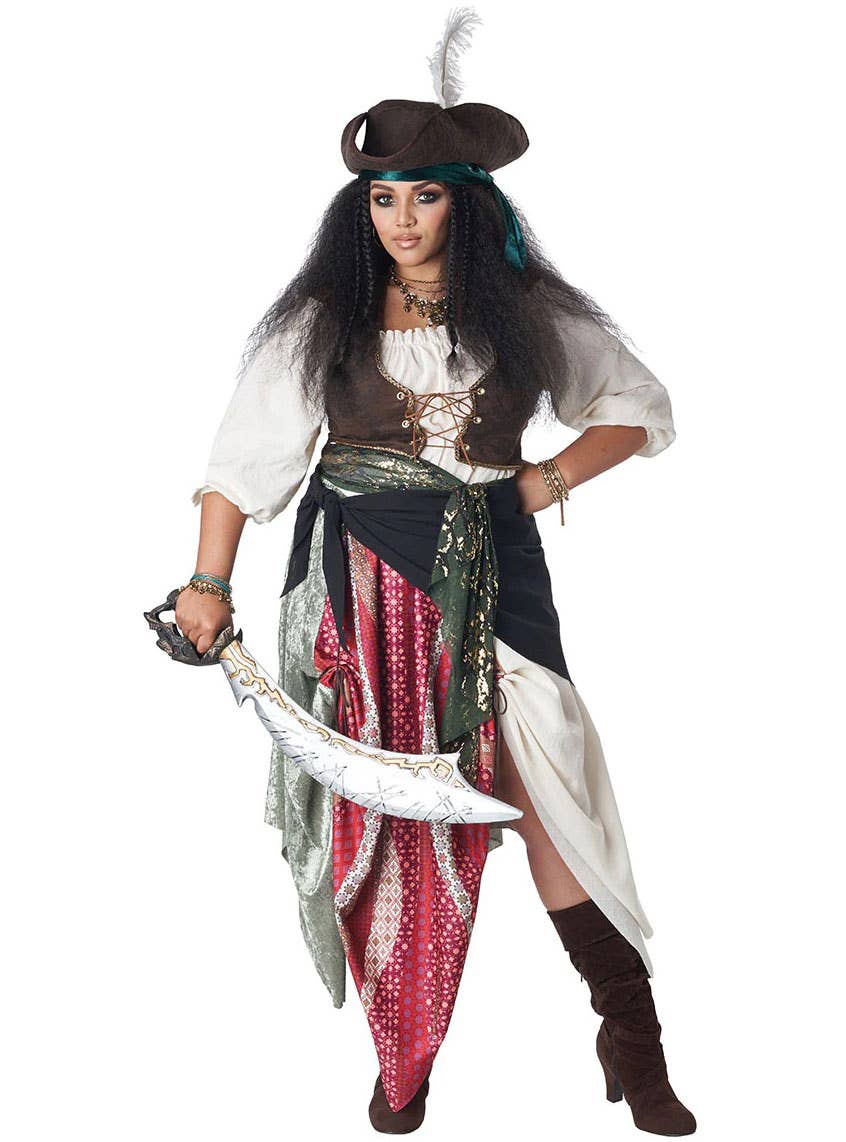 Image of Sassy Pirate Womens Plus Size Costume - Front View