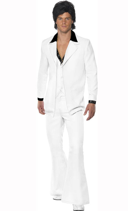 Men's 70's White Disco Suit Men's Costume - Main Image