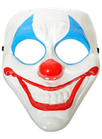 Image of Evil Red and Blue Clown Plastic Halloween Mask