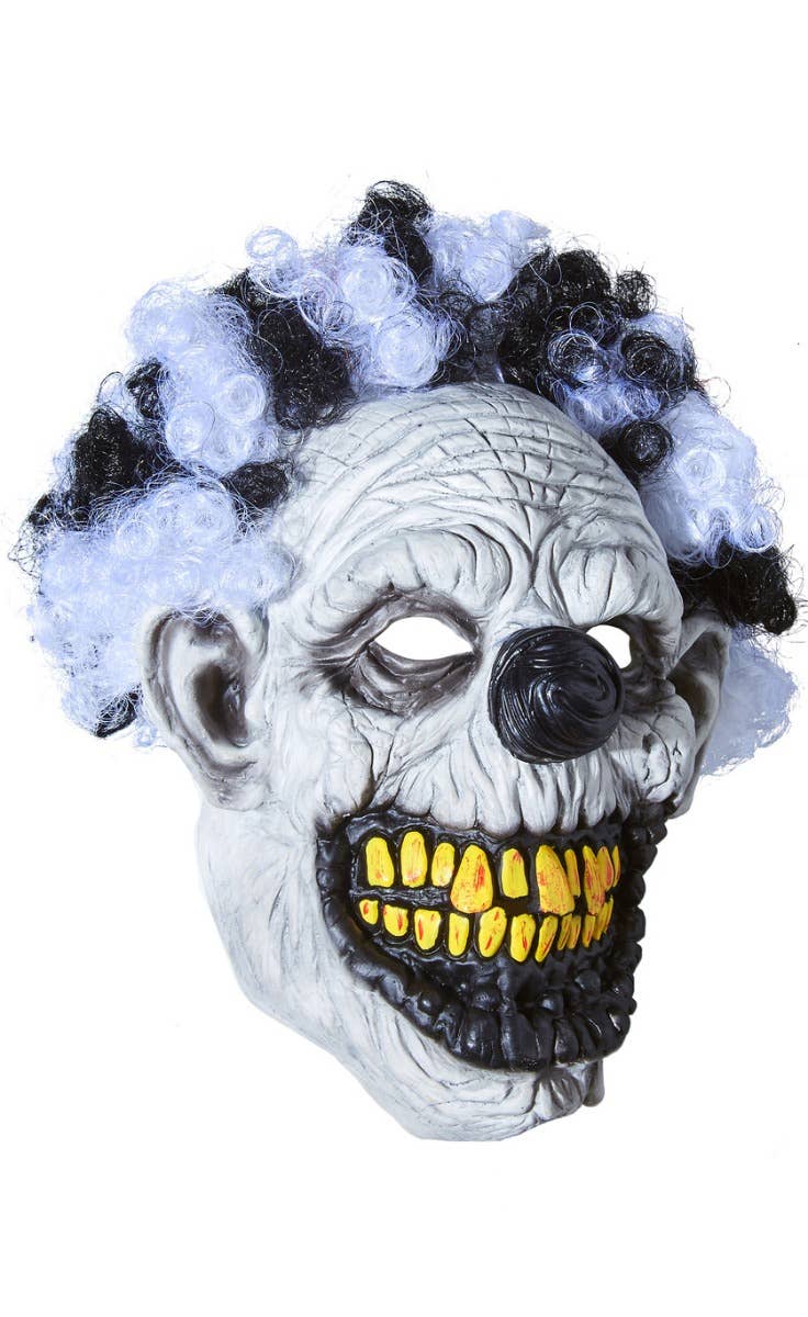 Black and White Halloween Latex Clown Mask and Wig Alt Image