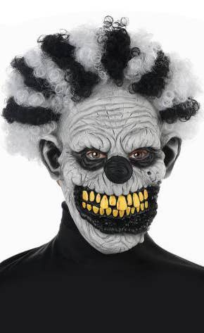 Black and White Halloween Latex Clown Mask and Wig Main Image