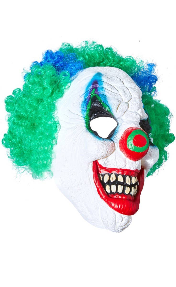 Green and Blue Halloween Crazy Clown Midnight Creatures Latex Mask Main Image